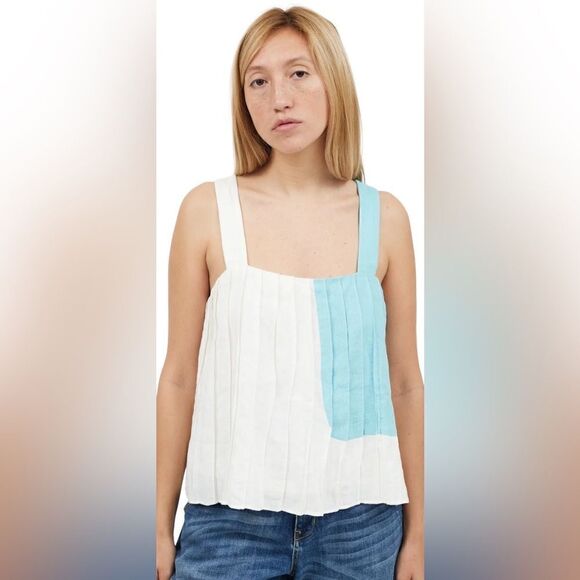 Mara Hoffman Colorblock Organic Linen Crop Top Side XS - Picture 1 of 7